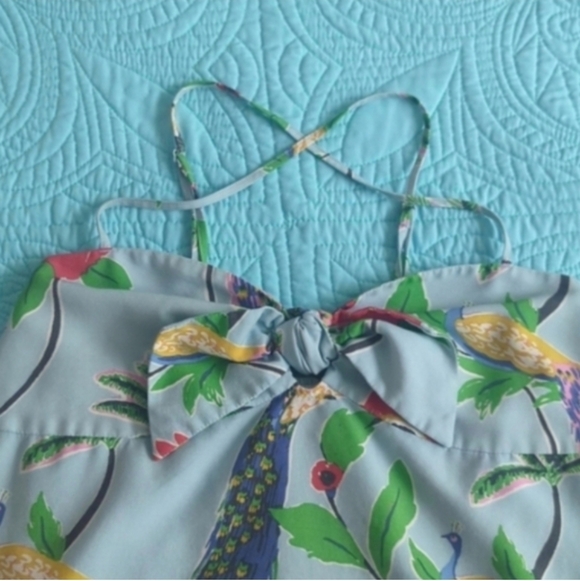 Blue Camisole Top Macy's On 34 Blue Tropical Print, Small Spaghetti Straps - Picture 7 of 9